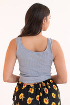 Heather Grey Notched Neck Seamless Tank (Extended Sizes)
