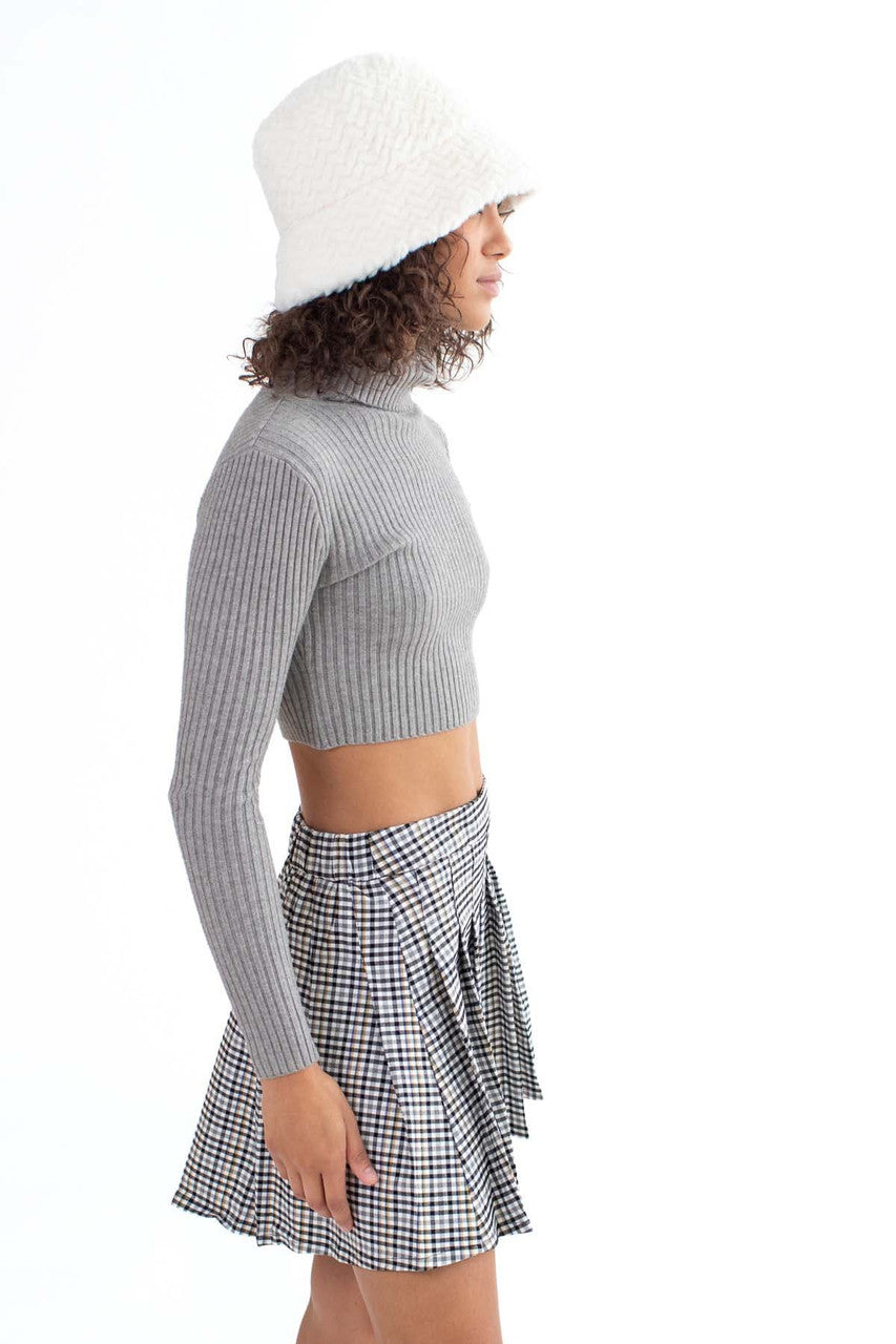 Heather Grey Ribbed Turtleneck Sweater