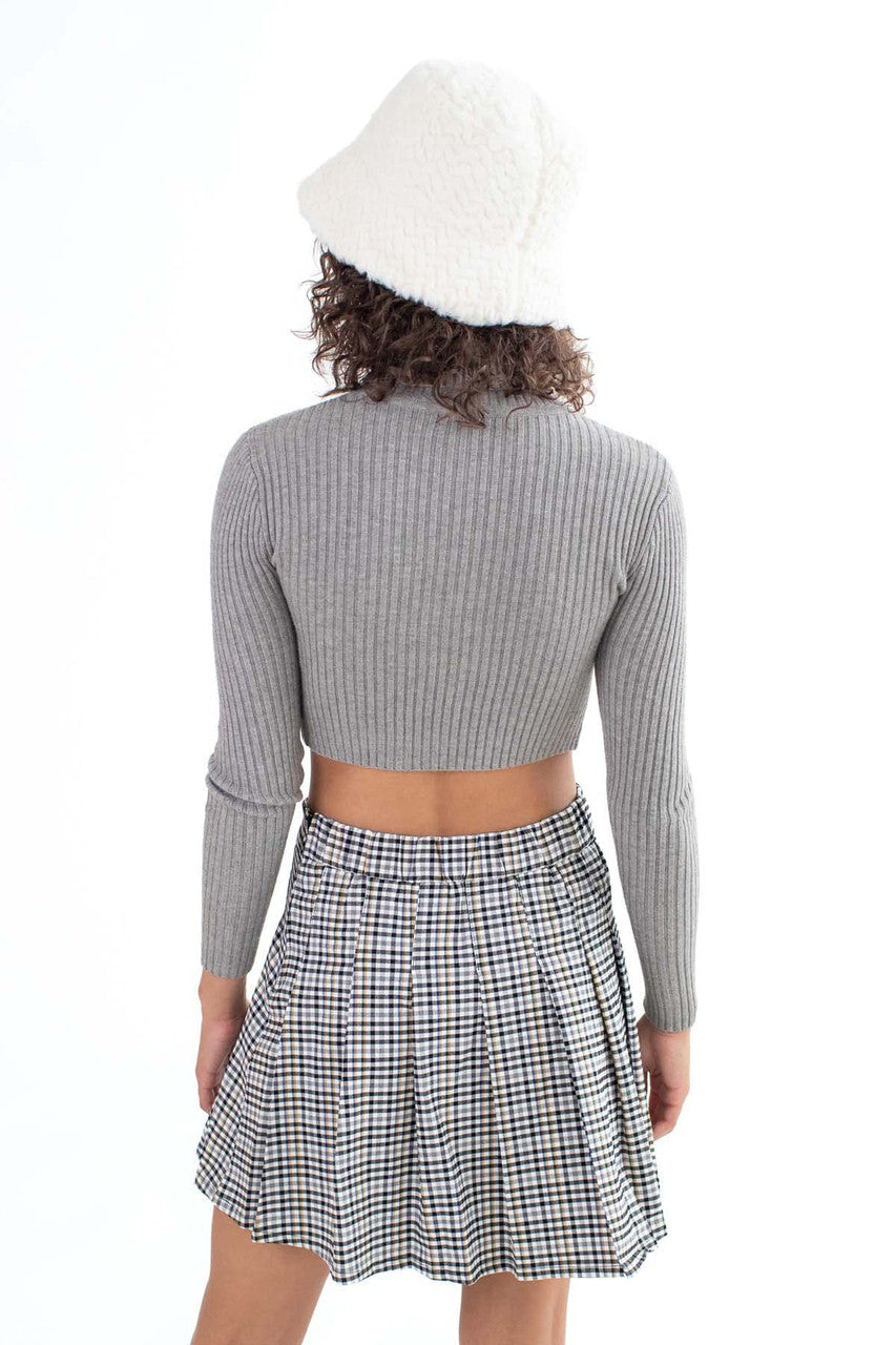 Heather Grey Ribbed Turtleneck Sweater
