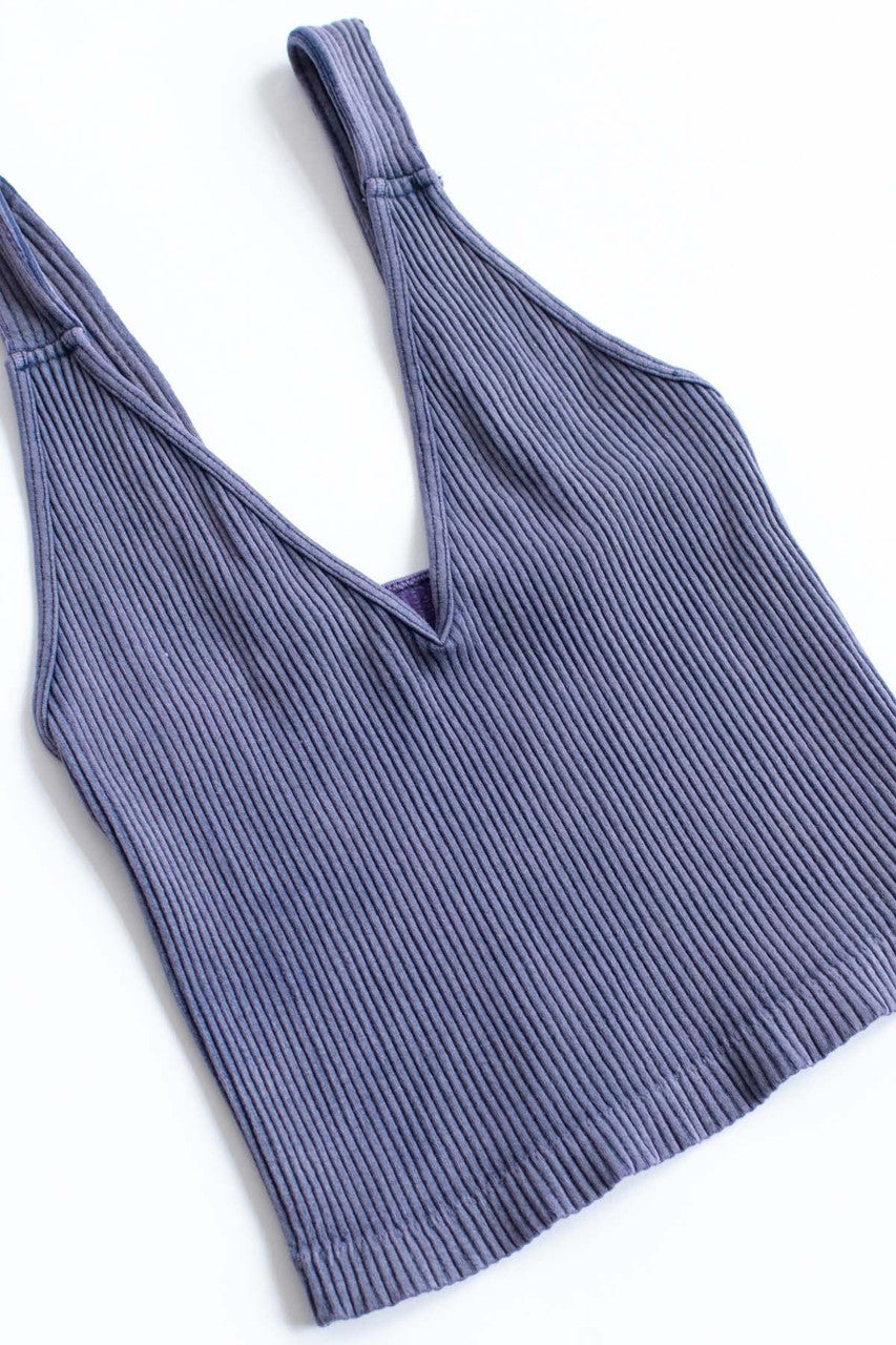 Stormy Blue Heavy Ribbed Seamless Tank