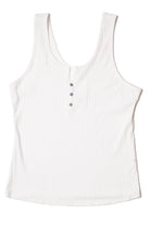 Extended Sizes White Notch Henley Tank