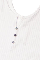 Extended Sizes White Notch Henley Tank