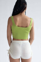 Herbal Green Notched Ribbed Crop Tank