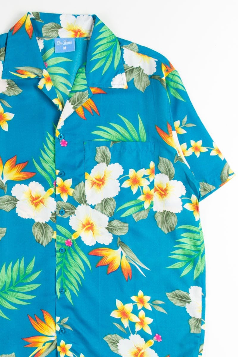 Blue Hibiscus Floral Hawaiian Shirt