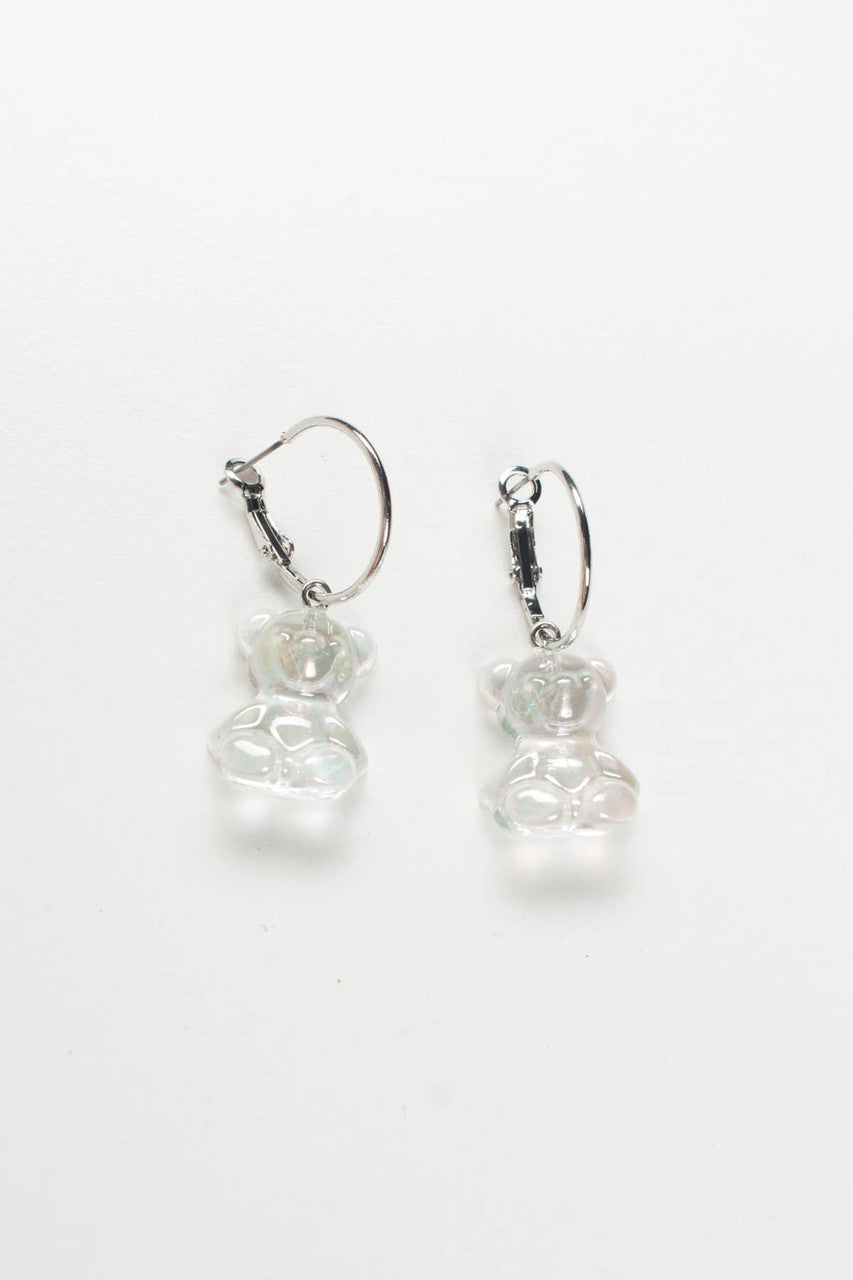Holographic Gummy Bear Charm Hoop Earrings