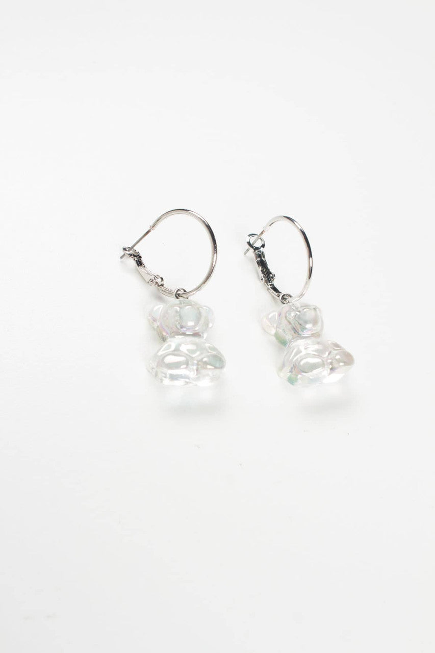 Holographic Gummy Bear Charm Hoop Earrings