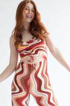 Hot Sauce Swirl Ruched Halter Jumpsuit