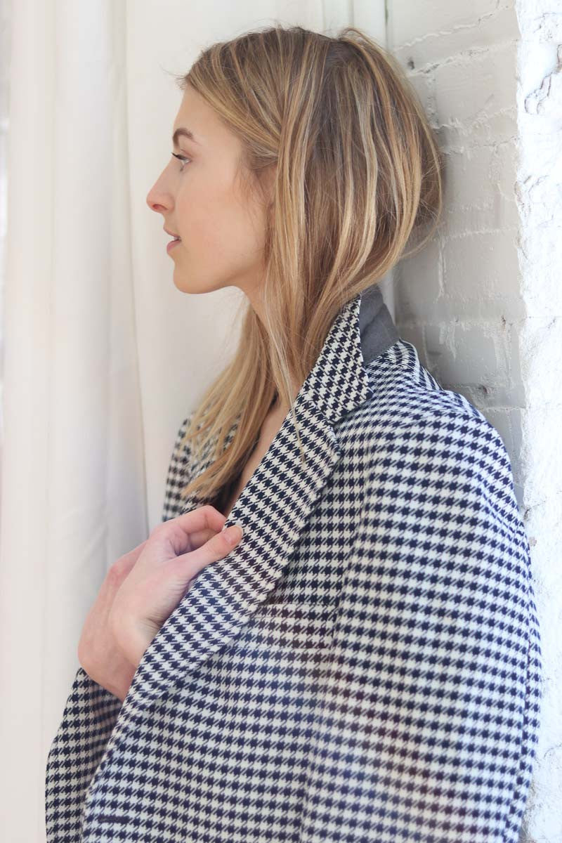 Navy Houndstooth Vintage Blazer