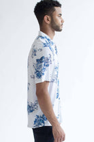 Indigo Watercolor Floral Button Up Shirt