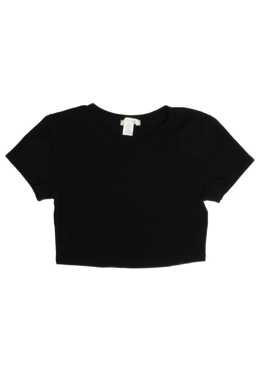 Black Short Sleeve Super Crop Tee