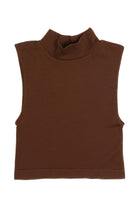 Brown Mock Neck Crop Tank