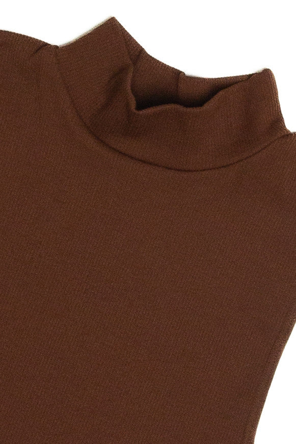 Brown Mock Neck Crop Tank