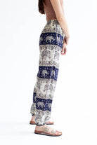 Ivory & Navy Striped Elephant Pants