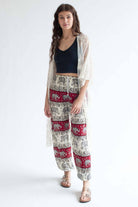 Ivory & Red Striped Elephant Pants