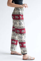 Ivory & Red Striped Elephant Pants