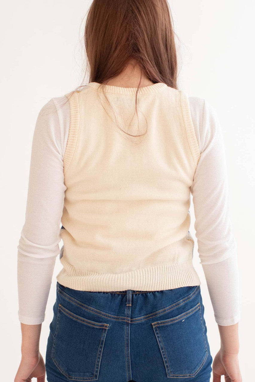 Ivory Argyle Sweater Vest