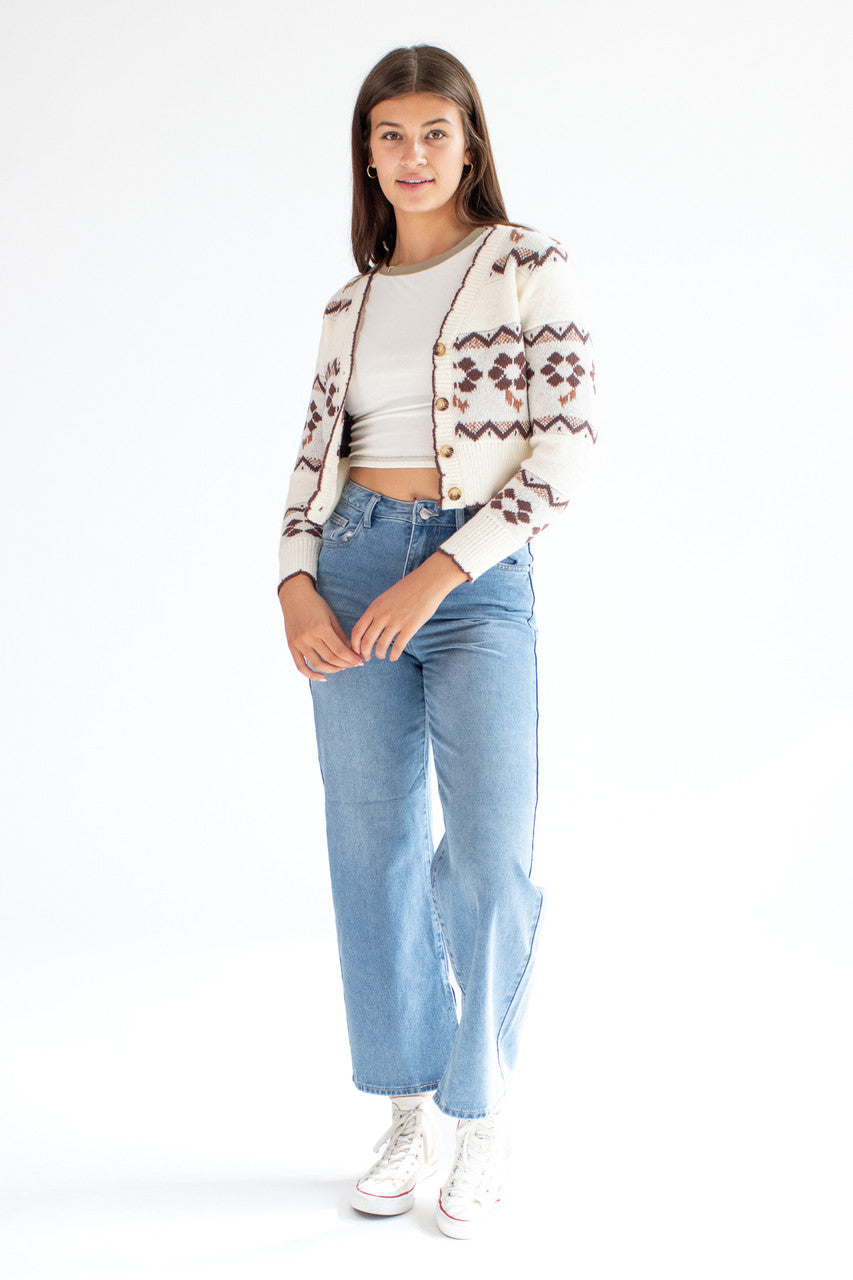 Ivory Chocolate Floral Cardigan