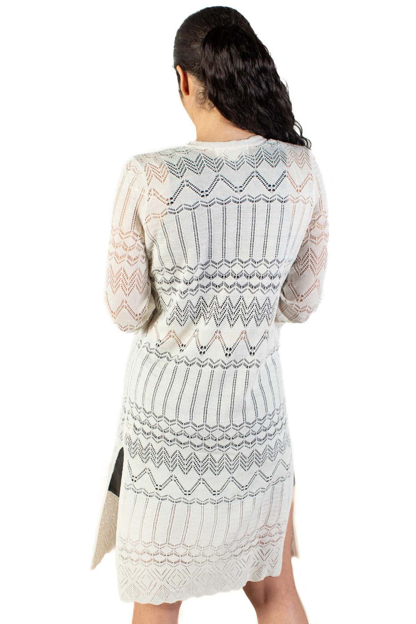 Ivory Long Pointelle Duster