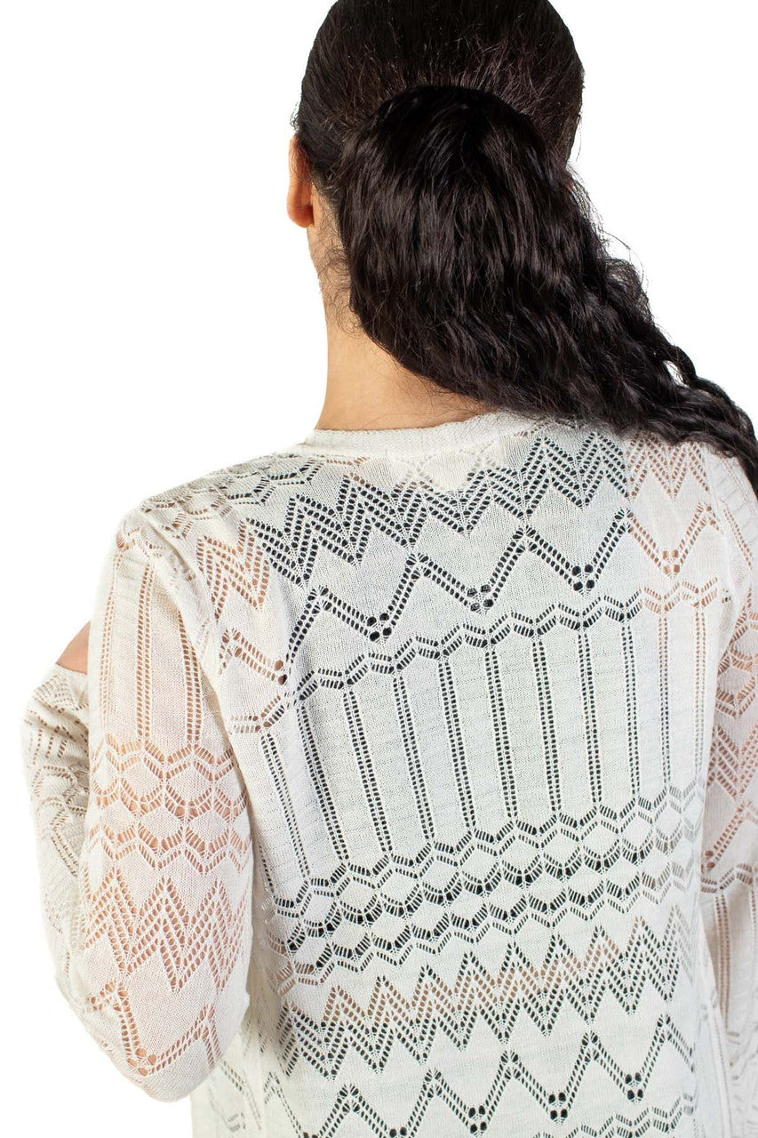 Ivory Long Pointelle Duster