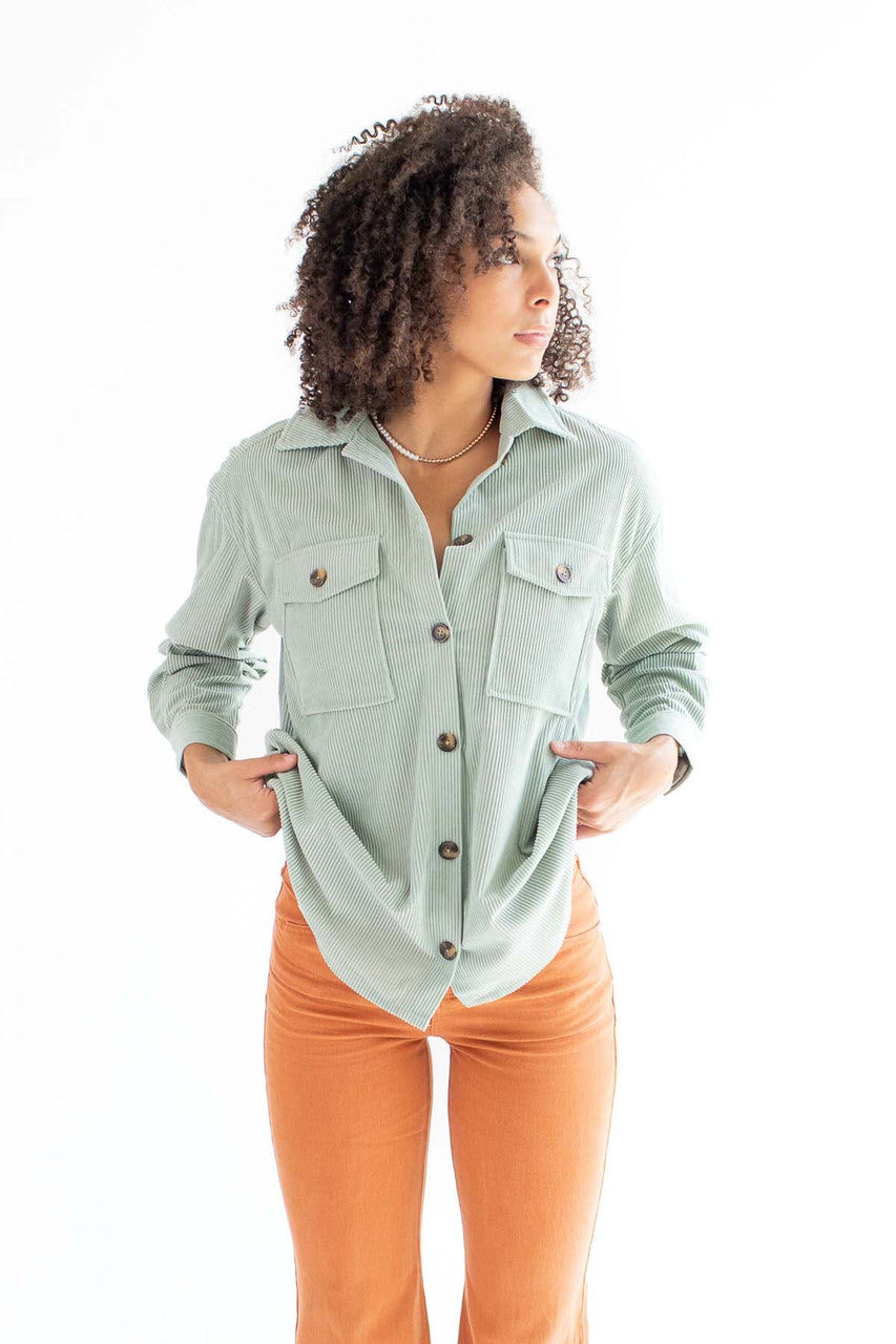 Jadeite Oversized Corduroy Shirt