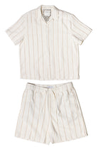 Khaki & White Striped Textured Shorts