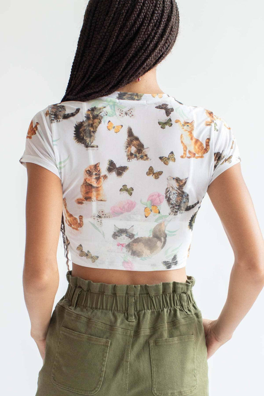 Kittens & Butterflies Mesh Tee
