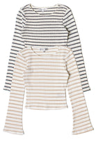 Bell Sleeve Striped Knit Top