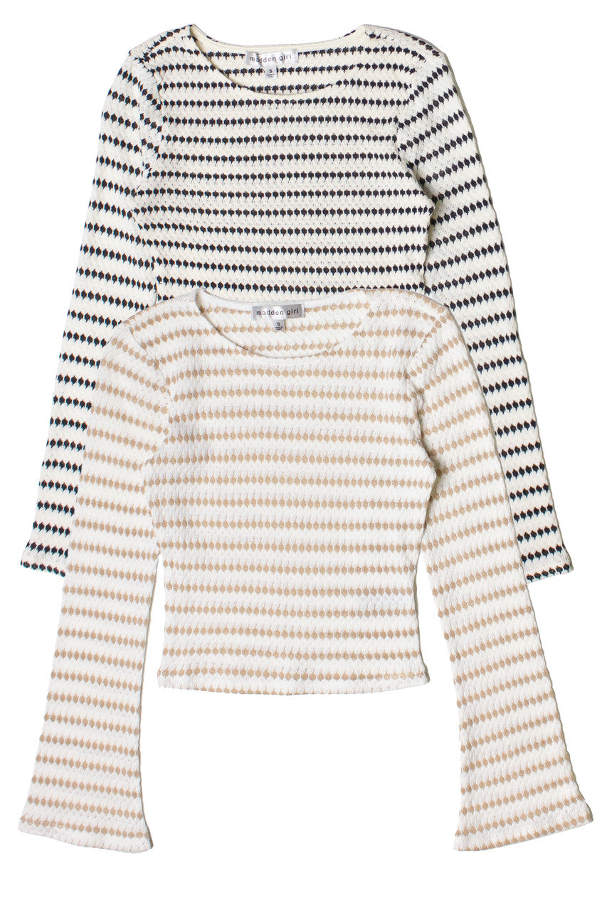 Bell Sleeve Striped Knit Top