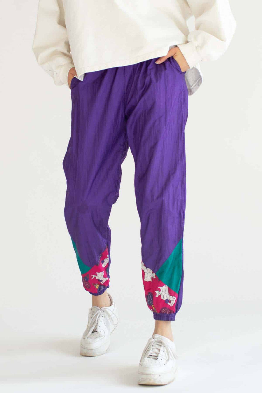Koala Print Colorblock Windbreaker Joggers