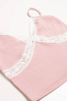 Pink Lace Trim Crop Cami
