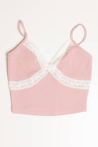Pink Lace Trim Crop Cami
