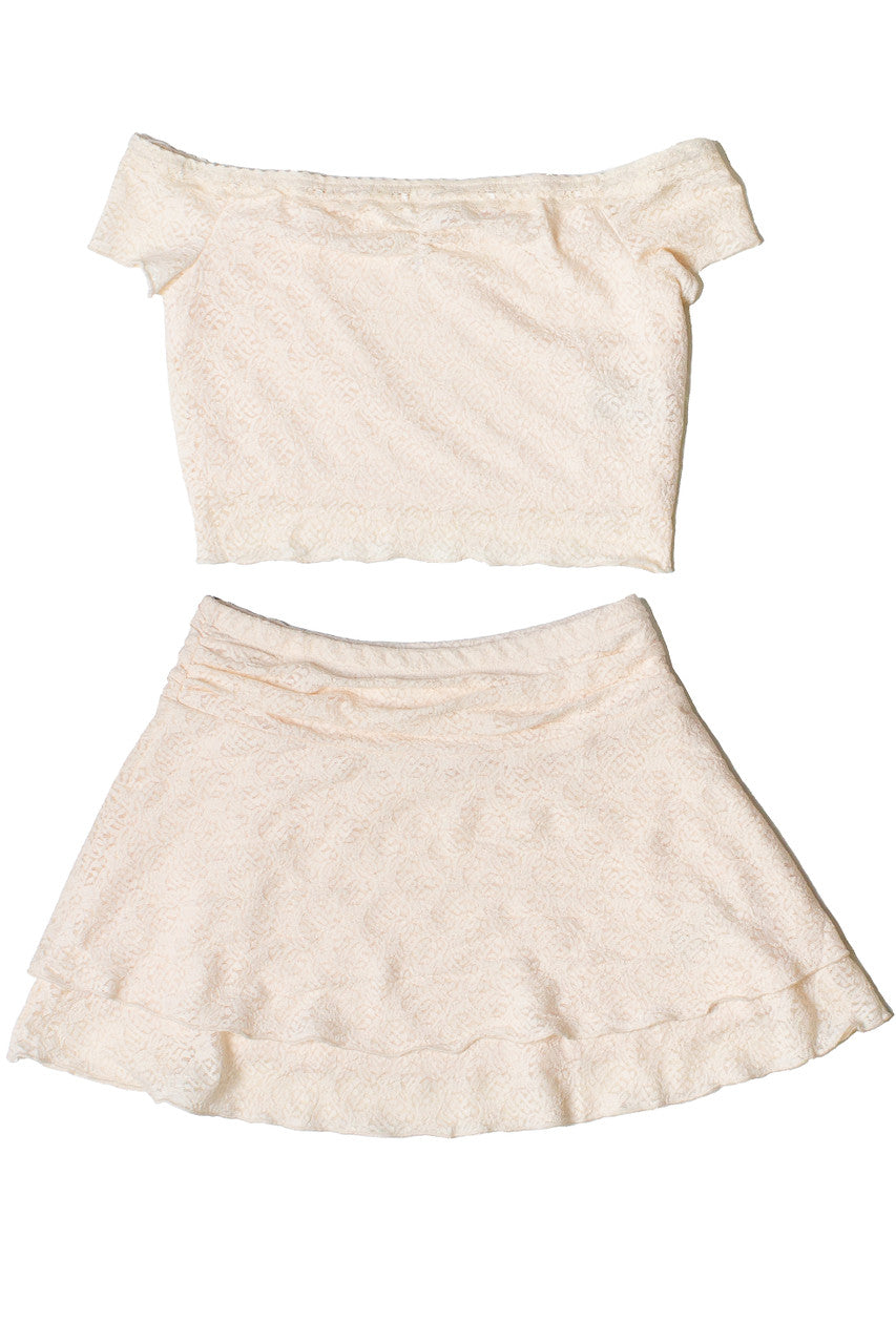Lace Over The Shoulder Ruched Top