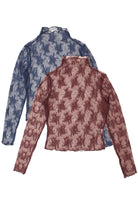 Floral Lace Mesh Mock Neck Top