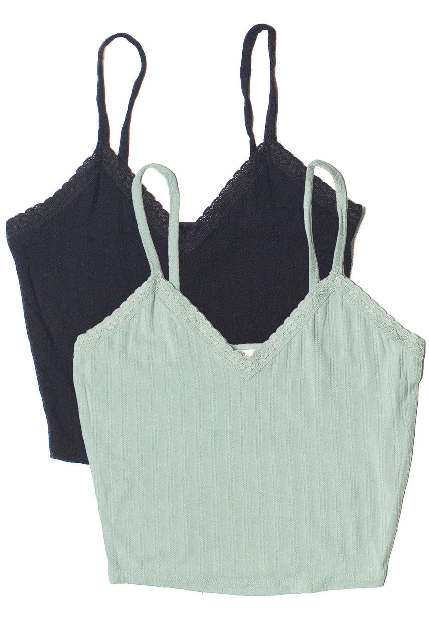 Lace Trim Stripe Cami