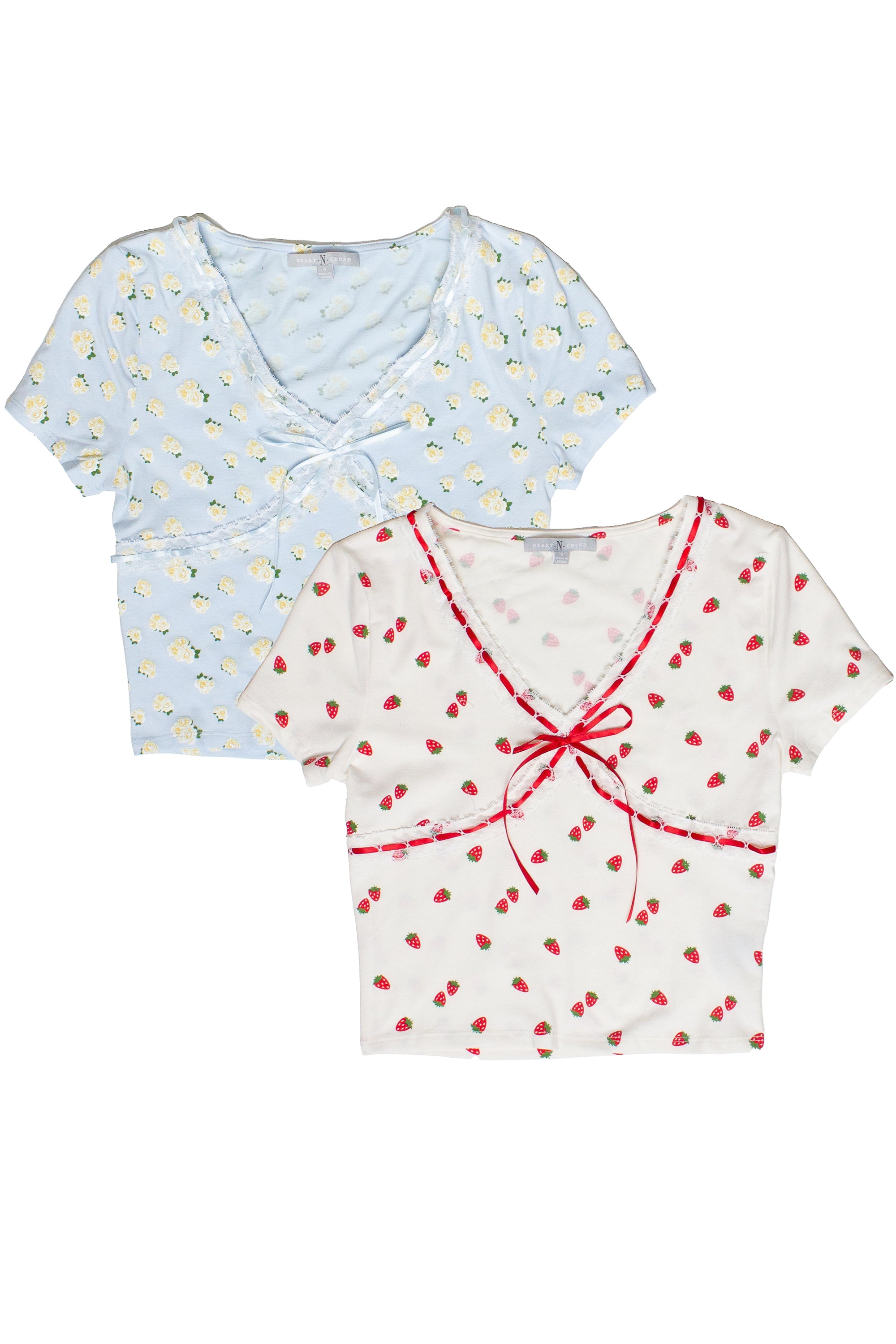 Patterned Ribbon Lace Trim Tees