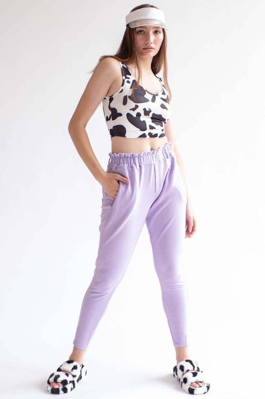 Lavender Paper Bag Waist Sweatpants