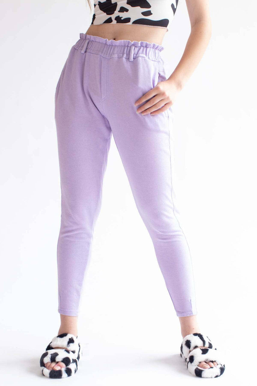 Lavender Paper Bag Waist Sweatpants