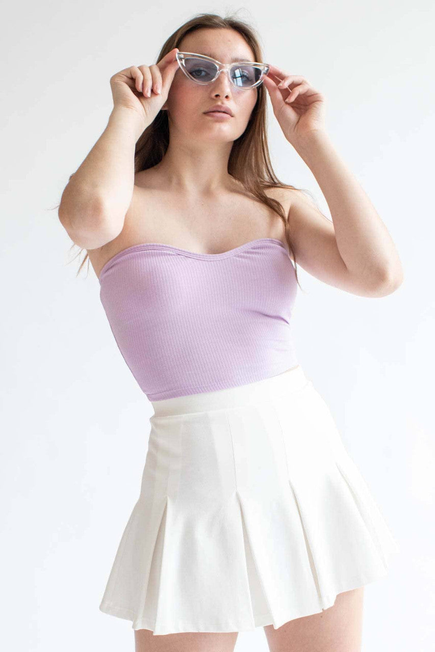 Lavender Sweetheart Ribbed Tube Top