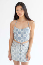 Light Daisy Denim Halter Top