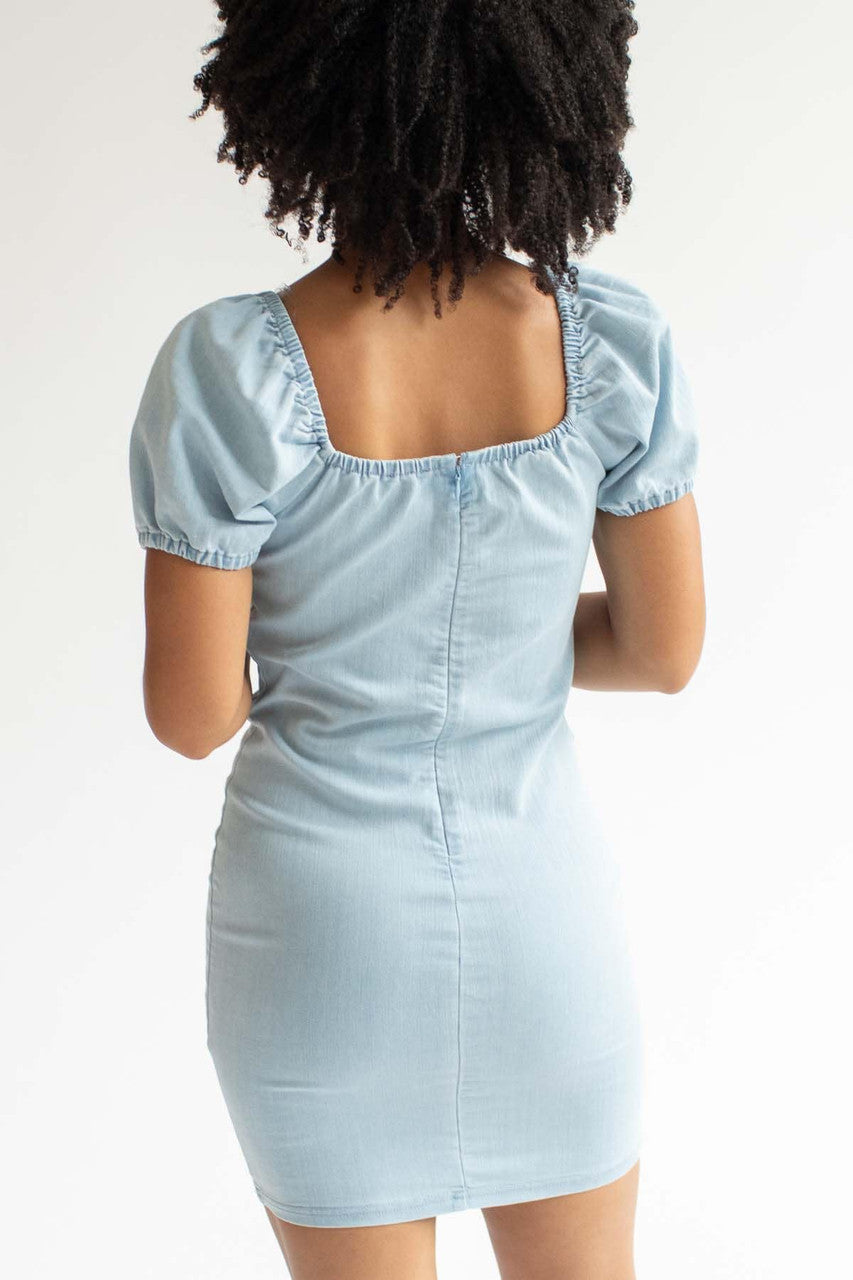 Light Denim Milkmaid Dress