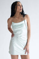 Light Mint Cowl Neck Satin Slip Dress
