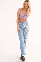 Lilac Daisy Milkmaid Ruched Crop Cami