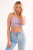 Lilac Daisy Milkmaid Ruched Crop Cami
