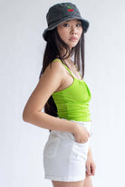 Lime Slinky Milkmaid Cropped Cami