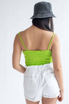 Lime Slinky Milkmaid Cropped Cami