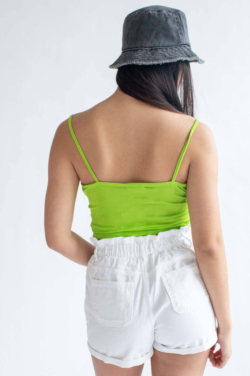 Lime Slinky Milkmaid Cropped Cami