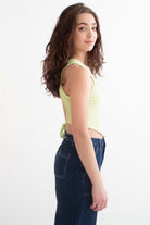 Lime Butterfly Backless Cropped Tank