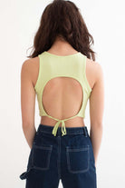 Lime Butterfly Backless Cropped Tank