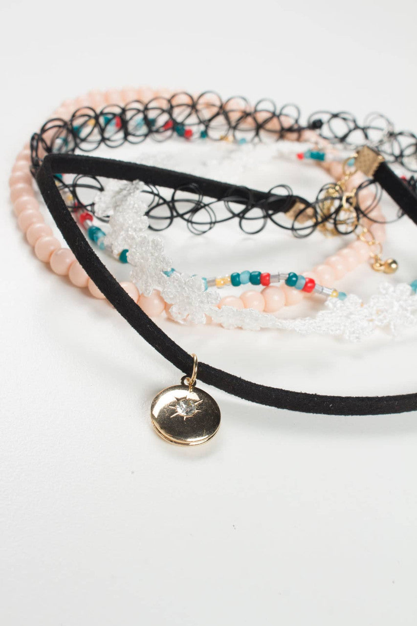 Locket & Beaded Choker Set