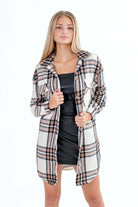 Long Brown Plaid Shacket